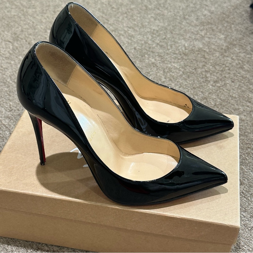 Christian Louboutin Pigalle Follies 100 Black Patent Red Bottom Heels EU 39.5